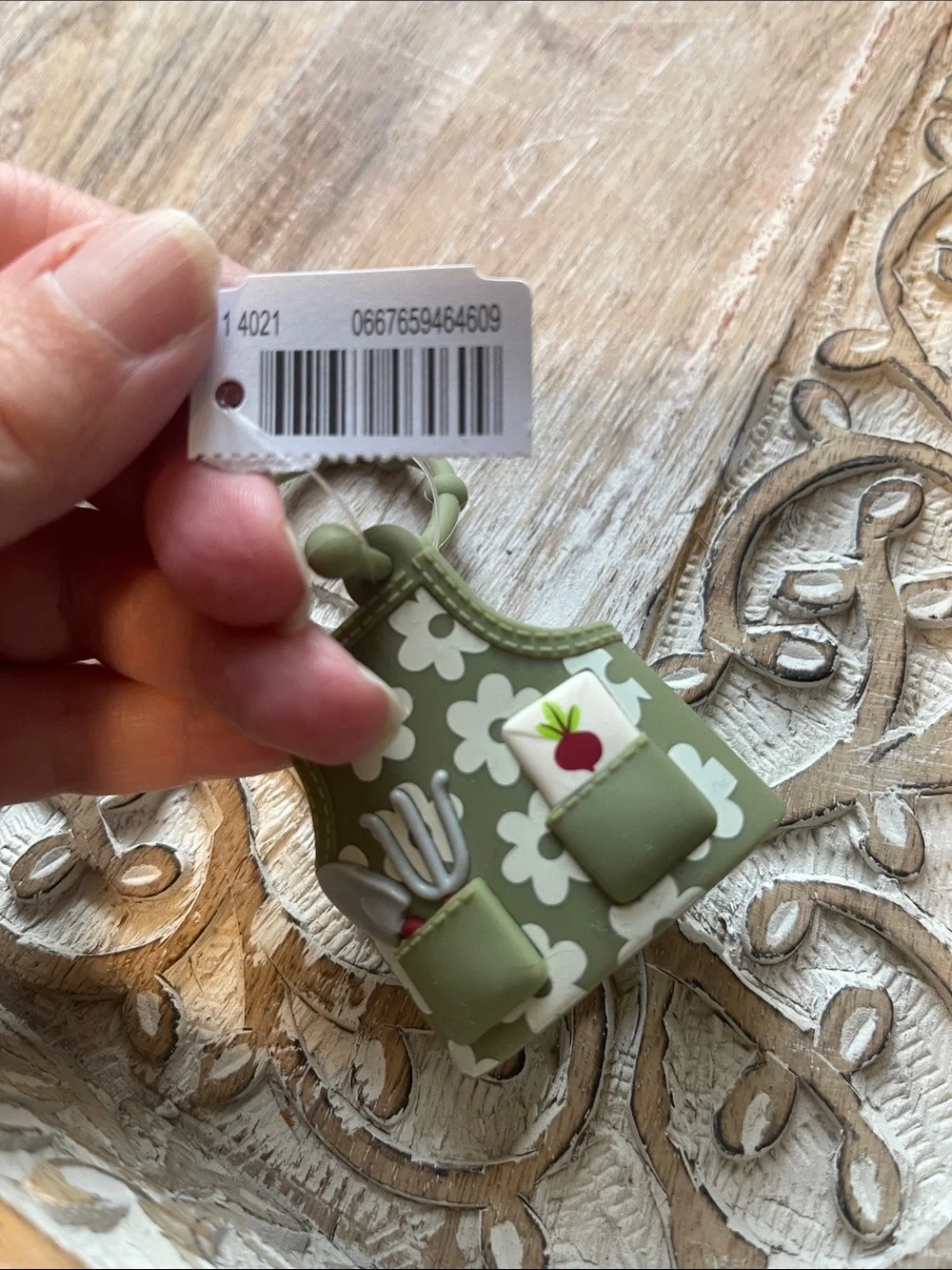 Green Floral Garden Apron Charm Bag Pocketbac Holder